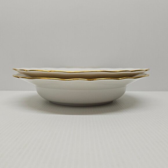 2 Meissen Scattered Flowers Large Rim Soup Bowls Crossed Swords Mark Gold Trim - Picture 6 of 6